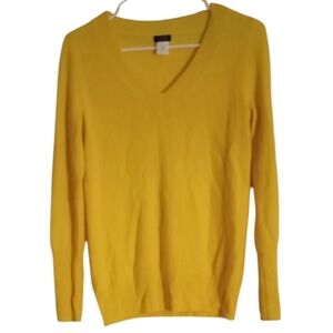 J. Crew Vintage 3 Ply Canary Yellow V-Neck Cashmere Sweater- Size: S